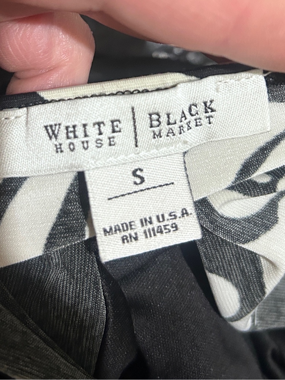 White House Black Market Black and Cream One-Shoulder Patterned Dress - Picture 3 of 3